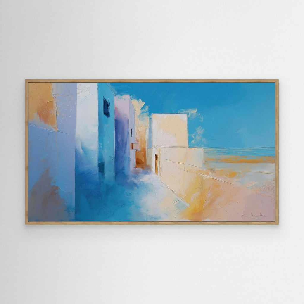 Utopia Walks 23 architectural abstract landscape fine art print oak framed
