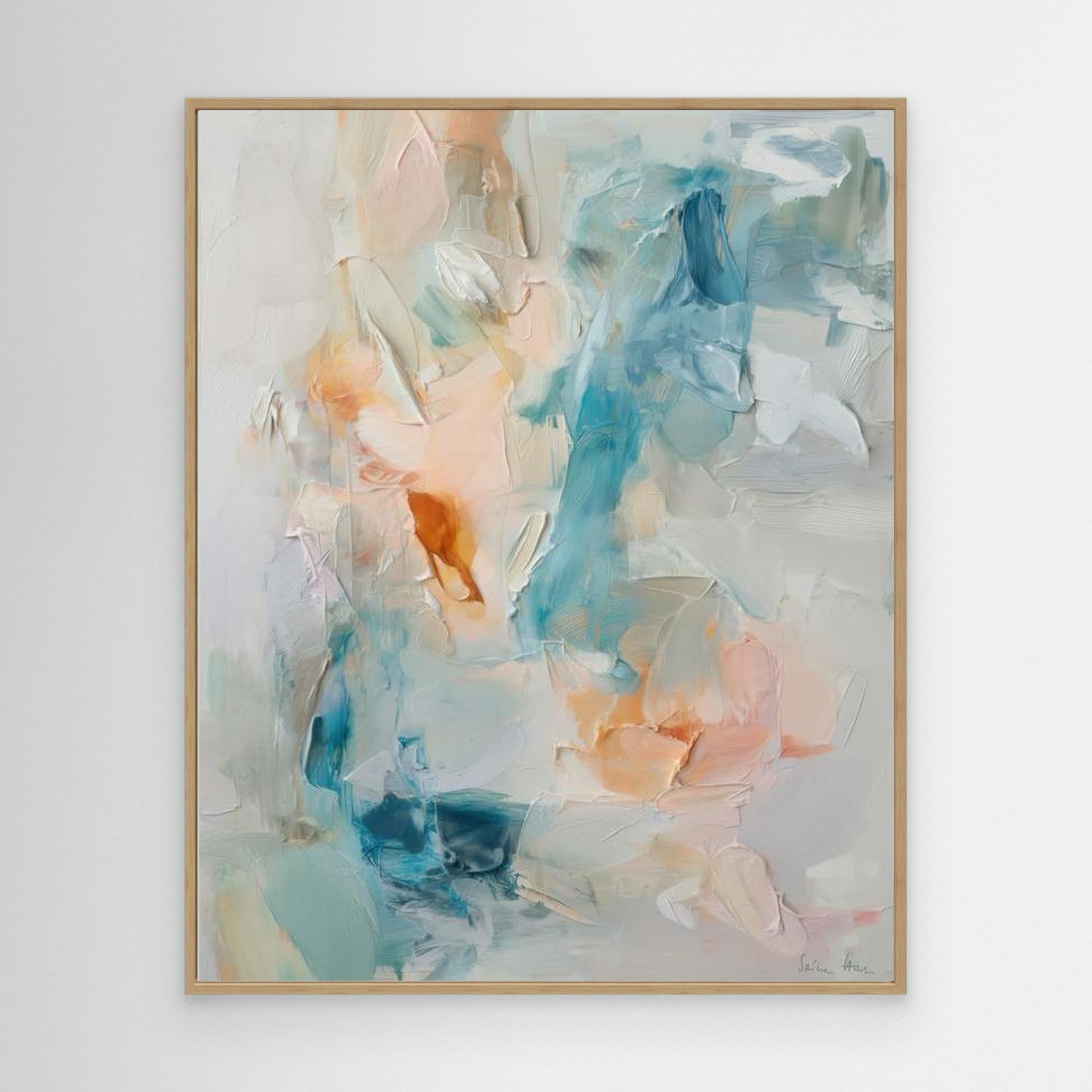 Drift Fields 03 abstract colour field painting fine art print oak framed