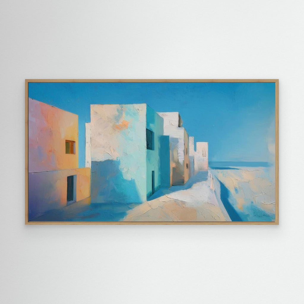Utopia Walks 01 architectural abstract landscape fine art print oak framed
