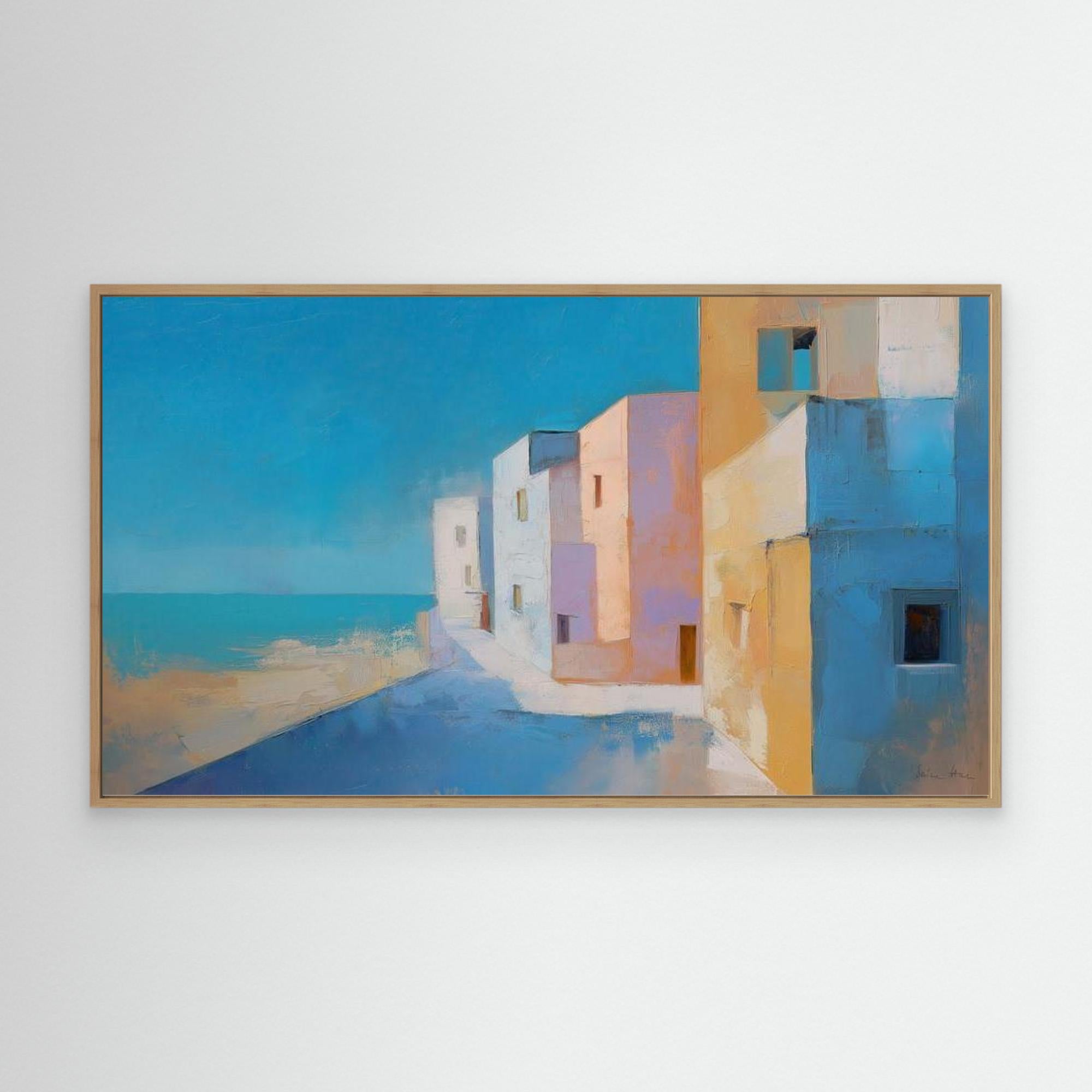 Utopia Walks 08 architectural abstract landscape fine art print oak framed