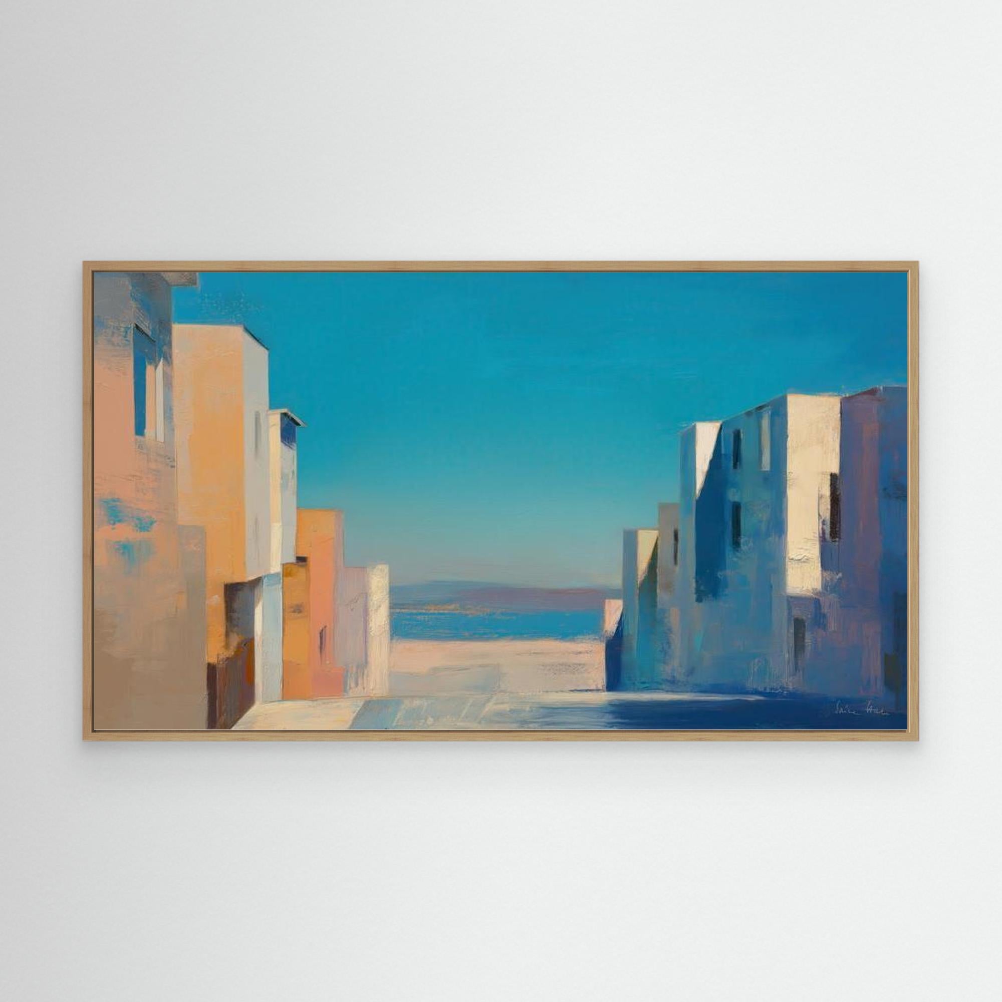 Utopia Walks 15 architectural abstract landscape fine art print oak framed 