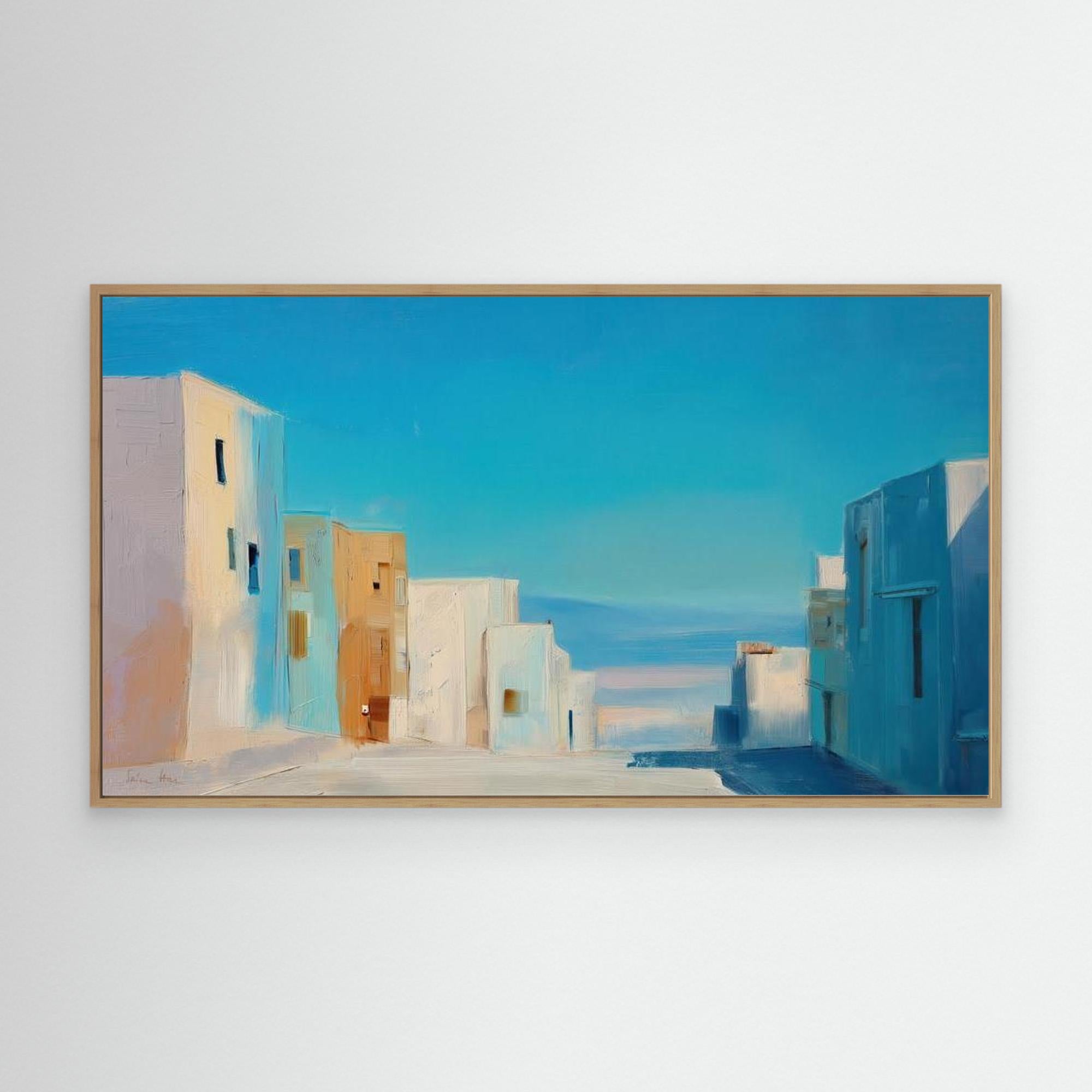 Utopia Walks 17 architectural abstract landscape fine art print  oak framed