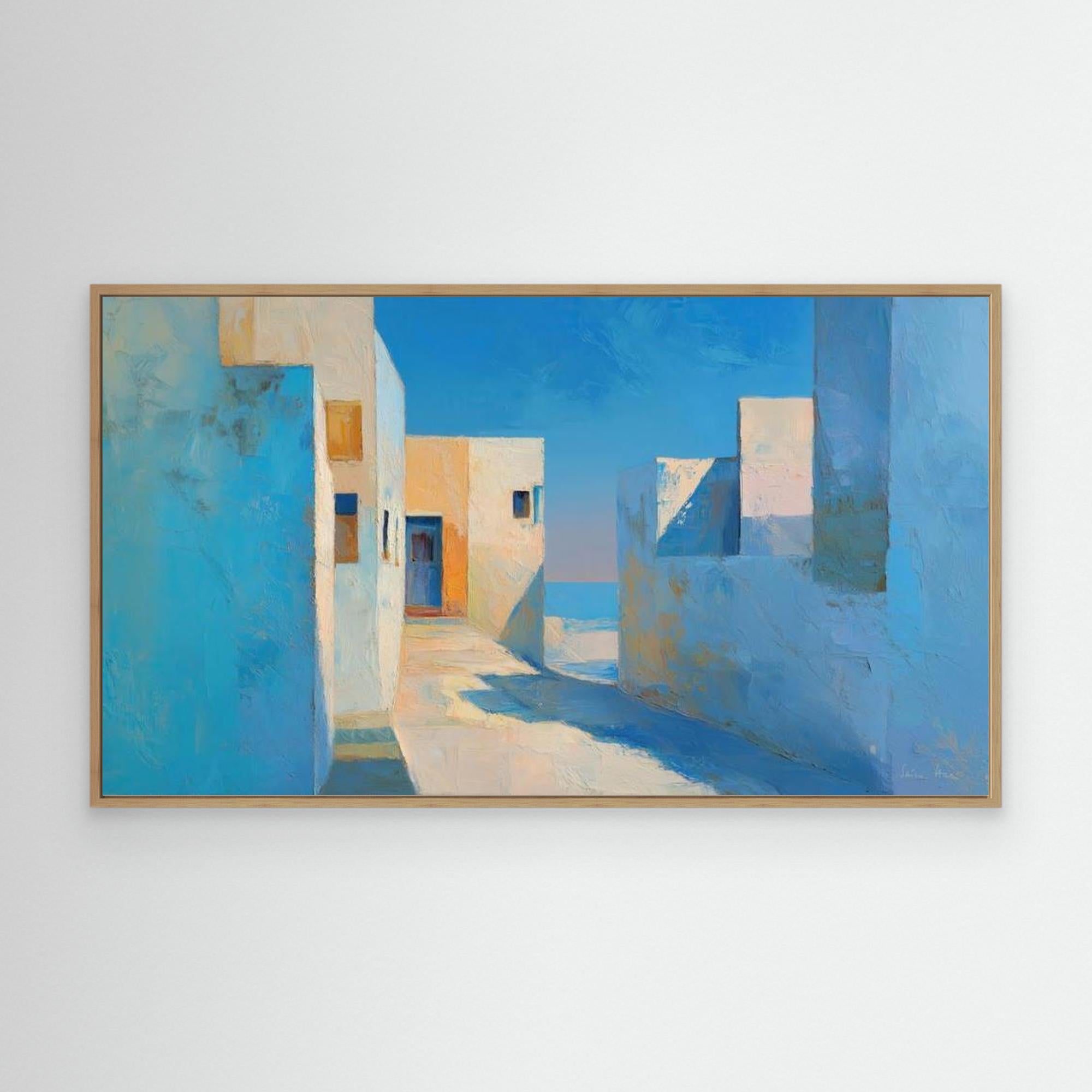 Utopia Walks 20 architectural abstract landscape fine art print oak frame