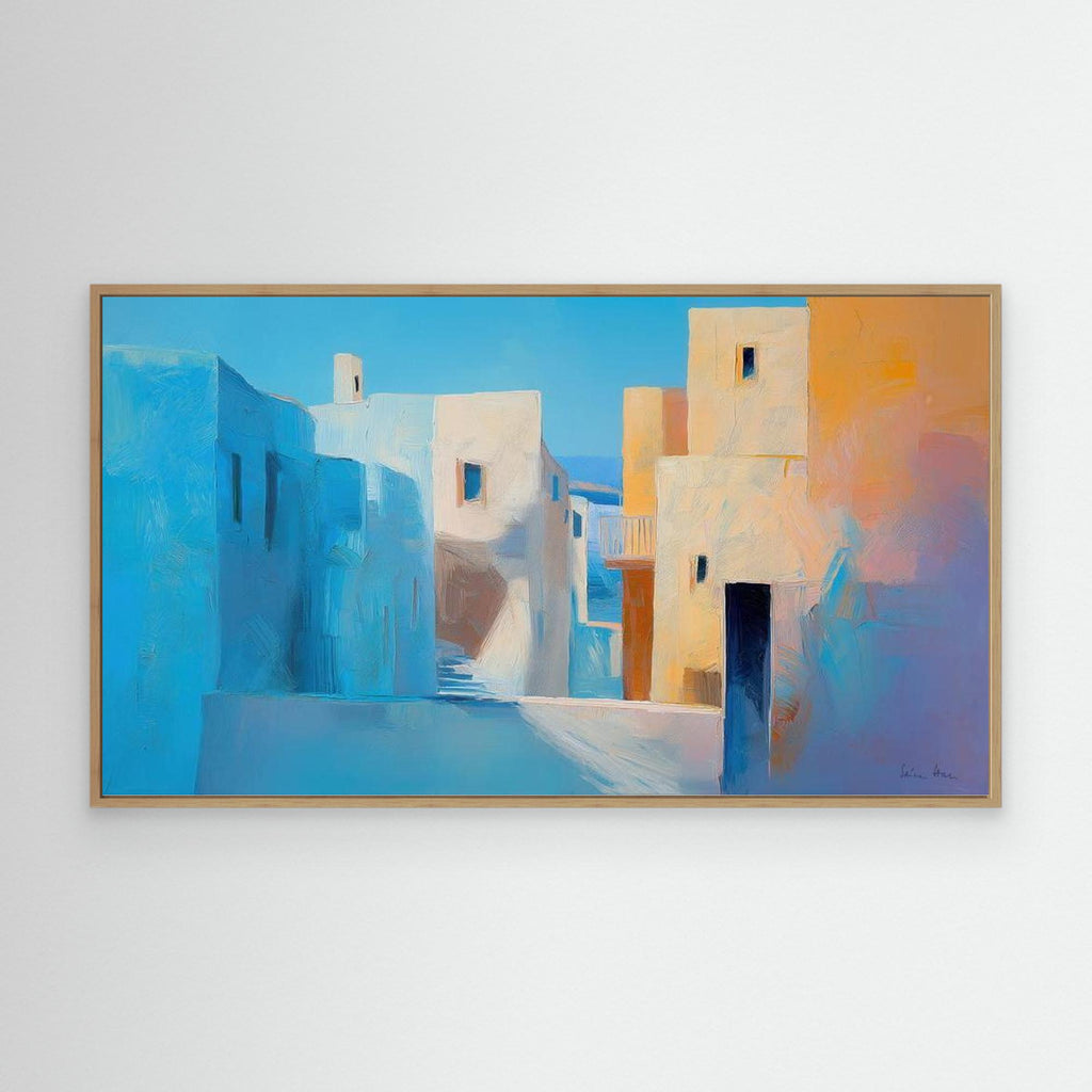 Utopia Walks 21 architectural abstract landscape fine art print oak frame