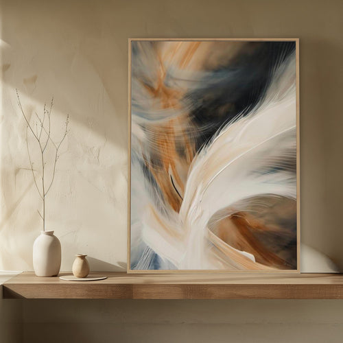 Aerial Gestures 10 abstract feather artwork interior wall mockup