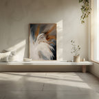 Aerial Gestures 11 abstract feather artwork interior wall mockup