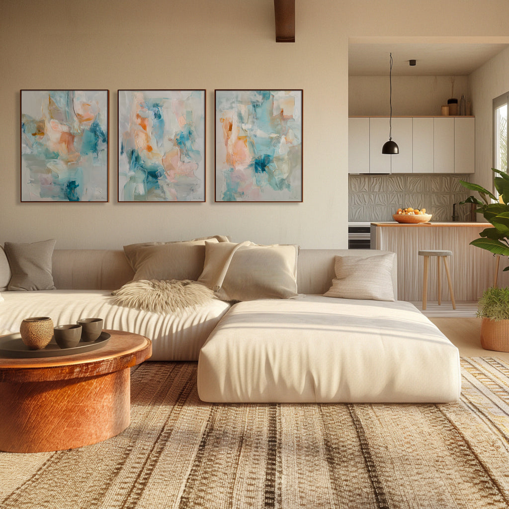 Drift Fields 02 04 05 abstract colour field artwork interior wall mockup